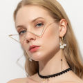 Personality no sheet metal inlaid diamond glasses female tide European and American ins style half frame street shot V-shaped decorative frame male s2057.