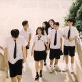 Taiwan School Uniform Suit Attached to Middle School Students jk Uniform White Shirt High School College Style Graduation Sports Meeting Business Attire Summer. 