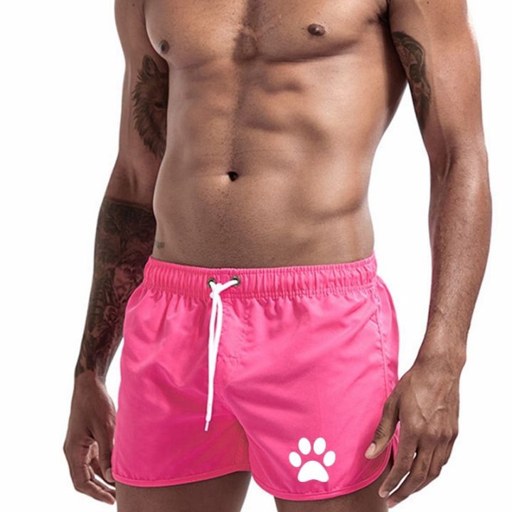 【Straggle Steipos】Summer Men's Swim Sports Swimwear Man Swimsuit Swimming Trunks Beach Shorts Surf Board Dog paw print Clothing Pants