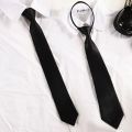 Unisex Black Simple Clip on Tie Security Tie Uniform Shirt Suit Neckties Steward Matte Funeral Lazy Neck Ties Men Women Students.
