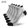 5 Pairs organic cotton men socks thin knit mesh ankle socks summer fitness breathable quick dry short sock for cycling Plus size.