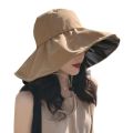 Summer Thin Sun Protection Hats For Women Ladies Korean Big Brim Fisherman Hat Sunshade Hat Summer Black Gum Sunshade Hat. 