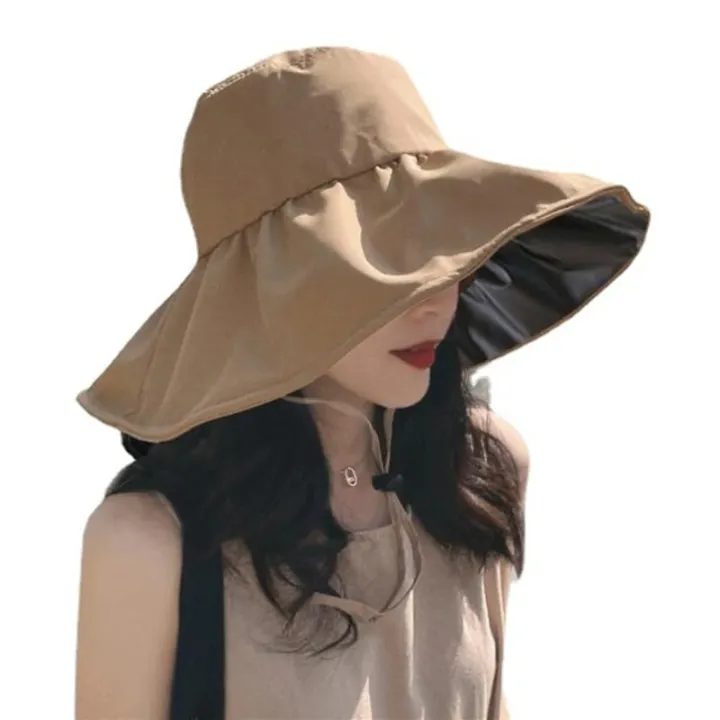 Summer%20Thin%20Sun%20Protection%20Hats%20For%20Women%20Ladies%20Korean%20Big%20Brim%20Fisherman%20Hat%20Sunshade%20Hat%20Summer%20Black%20Gum%20Sunshade%20Hat%20-%20Image%206