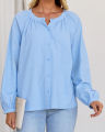 Ladies Fashionable 2024 long sleeve crew neck shirts button down ruffle casual dressy blouse tops. 