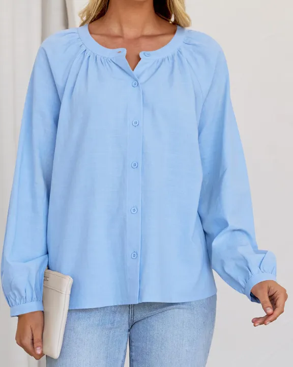 Ladies%20Fashionable%202024%20long%20sleeve%20crew%20neck%20shirts%20button%20down%20ruffle%20casual%20dressy%20blouse%20tops%20-%20Image%205