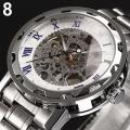 Mechanical Watch Luxury Waterproof Hollow Watch Men Skeleton Roman Numerals Hollow Dial Stainless Steel Band Automatic Watch. 