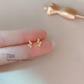 TBK 14K saudi Mini Zircon Hoop Earrings Cubic Zirconia Small Piercing Earings 2566e.