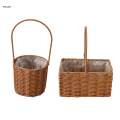 Wicker Rattan Flower Basket, Handwoven Basket with Handle and Insert, Wedding Flower Round. 