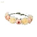 Boho Flower Crown Floral Garland Headband Flower Headpiece with Ribbon Champagne. 