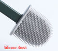 toilet cleaning brush Water leak proof with silicone base toilet flat head flexible soft with quick drying holder set - Minimalistic Sophistication. 