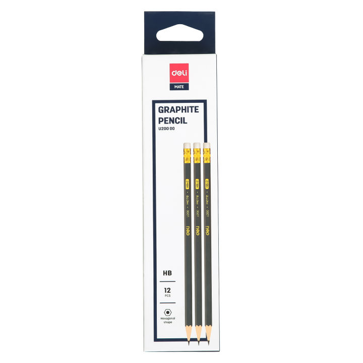 Deli EU20000 Graphite Pencil With Eraser HB Pencil 12 PCS