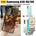 3 in 1 Samsung A16 Shockproof Silicone Phone Case with Camera Protective For Samsung A06 Anti blue light tempered film.