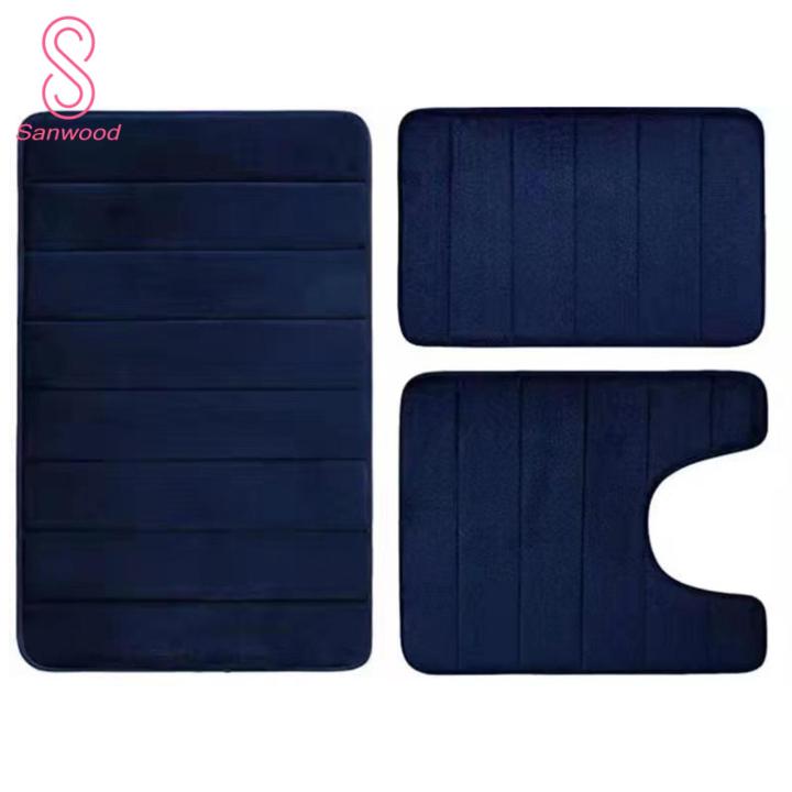 Microfiber Bathroom Mat Luxurious 3-piece Bathroom Mat Set Soft Absorbent Non-slip Machine Washable Quick Drying Shower Carpet Toilet Mat for Homes Breathable Bath Mat