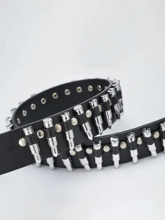 Bullet%20Studded%20Belt%20Punk%20Rock%20Gothic%20Grunge%20Stylish%20with%20Metal%20Buckle%20Artificial%20Bullet%20-%20Image%203