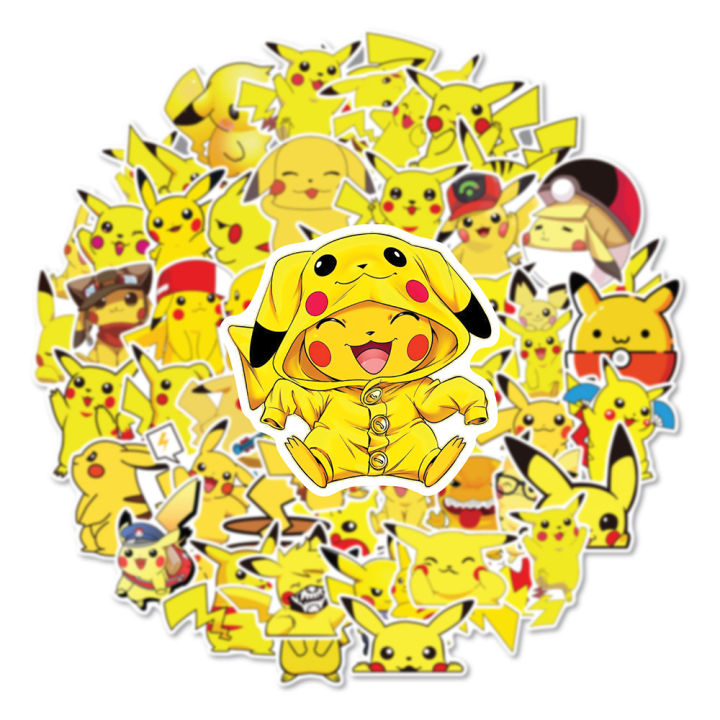 50PCS Pokemon Pikachu Stickers Funny Decals Kids Gift Classic DIY Toy ...