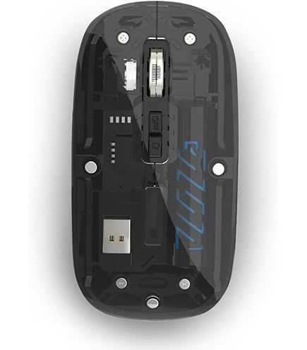 GEARBEST   Transparent with Dual Wireless (BT + 2.4 GHz), Wireless and Bluetooth Rechargeable Mouse, USB Receiver,LED Battery Magic Silm for Office/PC/Mac/Laptop/Apple/ipad