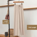 Slacks Women's Loose Summer Pants Soft Ice Silk Ankle-Length Black Wide Leg Pants Grey Khaki Women High Waisted Trousers. 