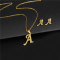 New Simple Gold Color A-Z 26 Letters Initial Pendant Necklace Set for Women Couple Stainless Steel Alphabet Name Chain Choker.