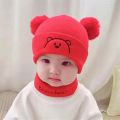 Baby Knitting Hat Cotton Ear Cap for Boys and Girls Winter Hat Scarf Set Infant Accessories Thick Woolen Hat 6 Months-2 Years. 