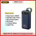 REMAX RPP-522 20W+22.5W PD+QC Powerbank 30000 mah Portable Smart Multi-compatible Fast Charging Power Bank 30000mah-BLUE. 