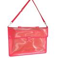 2-Pocket Transparent Expanding File Handle Briefcase Red color. 