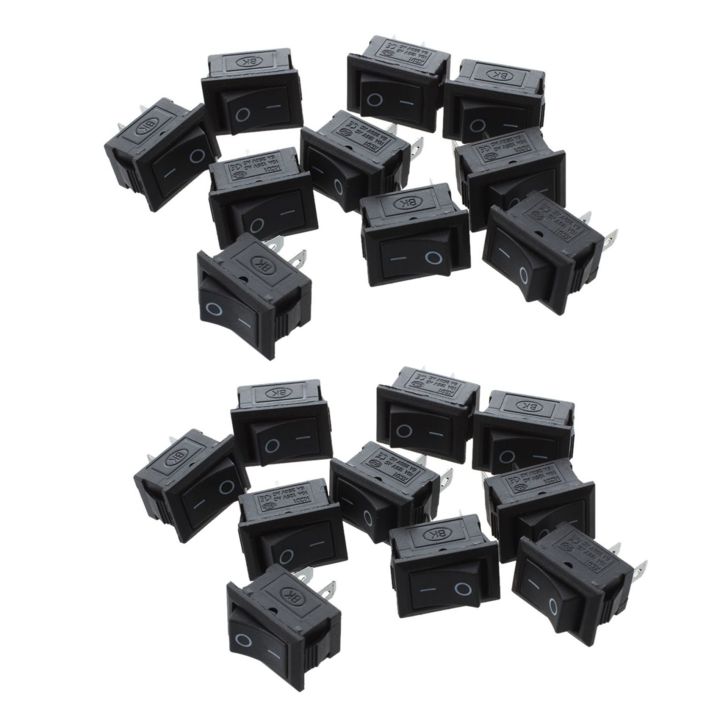 NXFDSIOZ 20 Pcs SPST Mini Black 2 Pin Rocker Switch AC 125V 10A 250V 6A