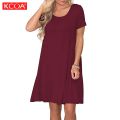 Ladies Short Sleeve Casual Knee Length Women's Dresses - Tops.