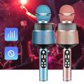 Fashion Wireless Microphone Aluminum Alloy Microphone Bluetooth 5.0 Surround Sound Handheld Karaoke Microphone. 