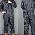 Durable Fashion Motorcycle Raincoat /Conjoined Raincoat/Overalls Men and Women Fission Rain Suit Rain Coat Size XL Black.
