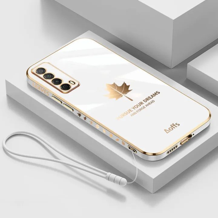 COROGI%20for%20Huawei%20Y7A%20Back%20Cover%20with%20Lanyard%20Luxury%20Plating%20Maple%20Leaf%20Stylish%20Fancy%20Case%20Soft%20Silicone%20Square%20Mobile%20Phone%20Cases%20Pouch%20for%20Girls%20Boys%20-%20Image%202