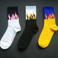 HoneyYami Unisex Flame Black White Yellow Fire Sokken Novelty Hip Hop Harajuku Socks Skateboard Calceines Mujer Street Skarpetki Socks. 