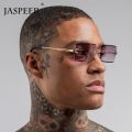 【VisioN Shop】C6JASPEER Rimless Rectangle Sunglasses Women Men Shades Brand Designer Gradient UV400 Sun Glasses Retro Frameless Sunglasses. 