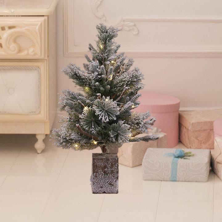 Artificial%20Christmas%20Tree%20with%20Lights%20Wooden%20Base%20for%20Bedroom%20Porch%20Garden%20450mmx450mmx680mm%20-%20Image%203