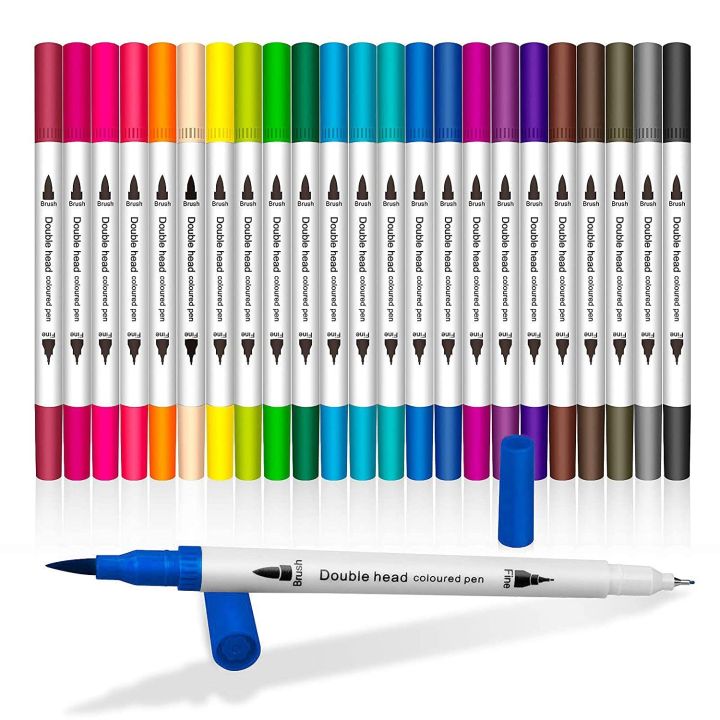 Dual%20Tip%20Brush%20Marker%20Pens%2024%20CAlors,Brush%20Tip%20with%20Fineliner%200.4mm%20Markers%20Pen%20for%20Writing%20Drawing%20Adult%20Coloring%20Books%20Planner%20Sketch%20Book%20Calendar%20Note%20-%20Image%202