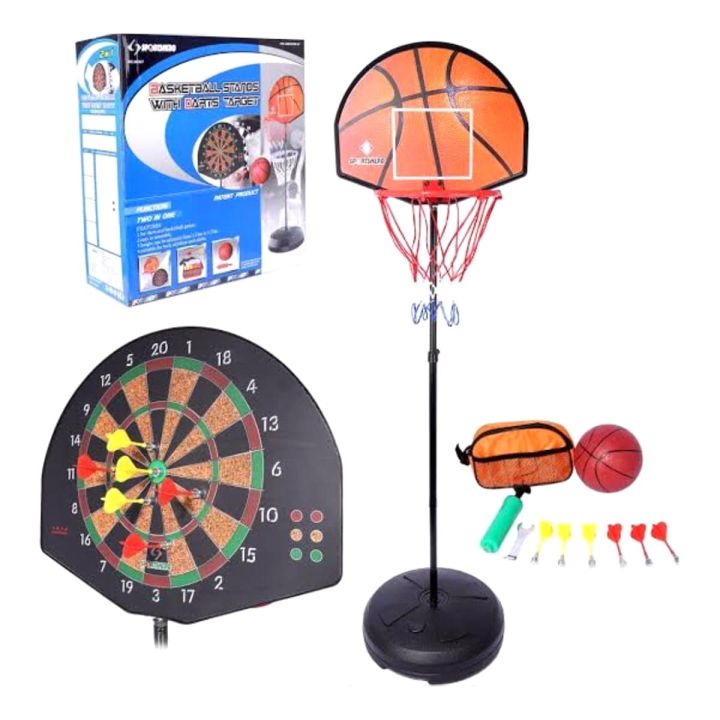 Basketball%20Board%204%20feet,%20Net%20and%20Stand%20with%20Dart%20Targets%20-%20Red%20and%20White%20-%20Image%202