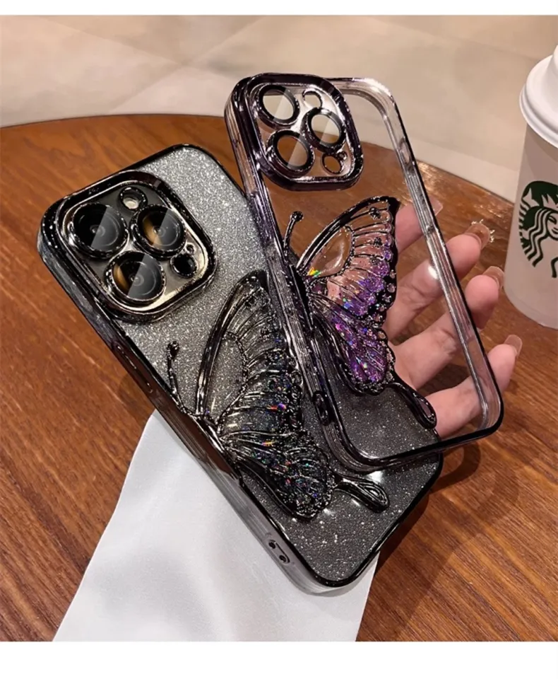 Gradient Glitter Butterfly Phone Case for IPhone 12 13 14 15 Pro