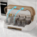 Portable Baby Bottle Drying Rack with Dustproof Lid, White. 