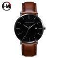 Classic Bauhaus Design Men Watch Dark Blue Japan Quartz Waterproof Stainless Steel Fashion Business Calendar Ultra Thin Watches. 