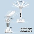 3 in 1 Folding Table Lamp with Fan Clock Calendar Rechargeable Reading Lamp Touch Dimming Night Light Eye Protection Desk Light. 