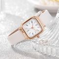badgeCarat Women Watch Square Dial Adjustable Faux Leather Strap Elegant Minimalistic Gift Fashion Jewelry High Accuracy Metal Dress Wrist Watch for Daily.