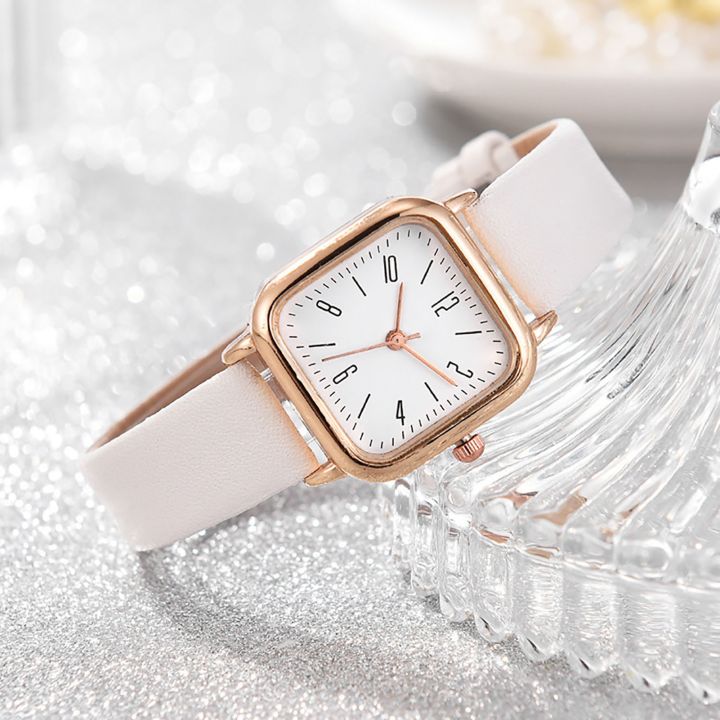 badgeCarat Women Watch Square Dial Adjustable Faux Leather Strap Elegant Minimalistic Gift Fashion Jewelry High Accuracy Metal Dress Wrist Watch for Daily
