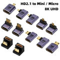 DMI Compatible You/Micro H HD Connector Fandom Right Angle Male to Female to HDMI Compatible Adapter 90 270 Converter 8K Extender. 