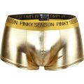 Mens Leather Underwear Boxers Bright Gold Crotchless Boxer Shorts Men U Convex Low Waist Male Boxershorts Underpants. 