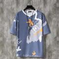IELGY Japanese t-shirt short-sleeved men's printed loose round neck. 