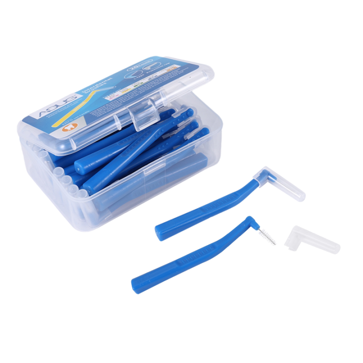 L Shape Push-Pull Interdental Brush 20Pcs/Box Oral Care Teeth Whitening Dental Tooth Pick Tooth Orthodontic Toothpick Toothbrush Blue