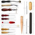 BRADOO-31 Pcs Leather Sewing Tools Diy Leather Craft Tools Hand Stitching Tool Set With Groover Awl Waxed Thread Thimble Kit. 