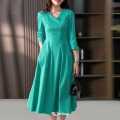 Women's Cotton-Linen Everyday Midi Dress with Comfortable Fit.