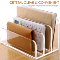 3 Sections Clear Acrylic File Holder Clear Acrylic Bookends Book Stands for Documents Letter Book.
