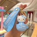 Kawaii Sanrio Hello Kitty Keychain Cartoon Doll Cute Kitty Pvc Key Chain Soft Rubber Car Key Ring Women Bag Pendant Girl Gift.