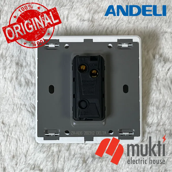 Andeli%20Delta%20Series%20White%2010A%20One%20Gang%20One%20Way%20Electrical%20Wall%20Switch%20Socket%201Gang%20-%20Image%202